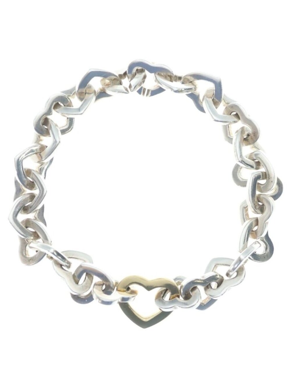 Tiffany & Co Heart Link Bracelet Chain Yellow Gold Silver
